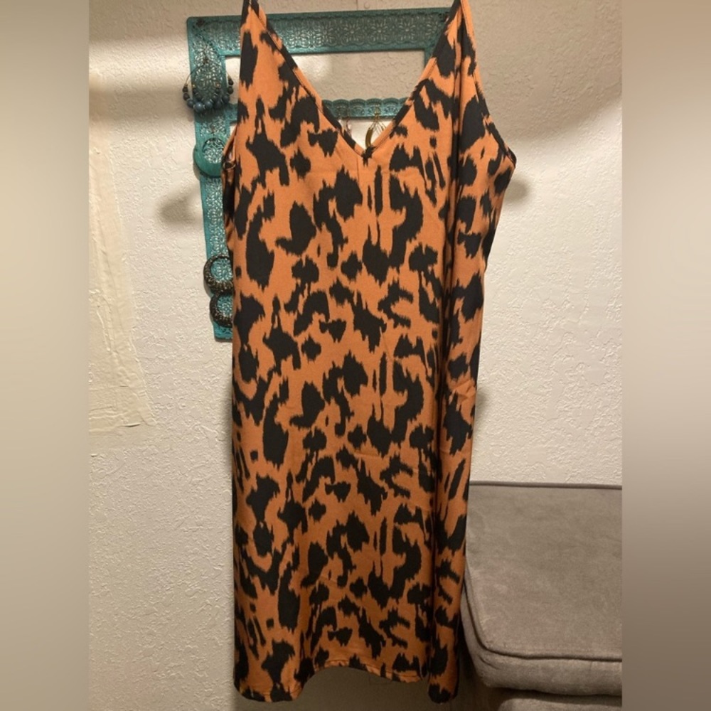 Shein slip on dress leopard print